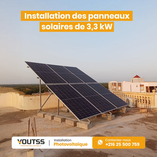 Installation panneaux solaires 3,3 kW - Youtss Photovoltaïque Tunisie