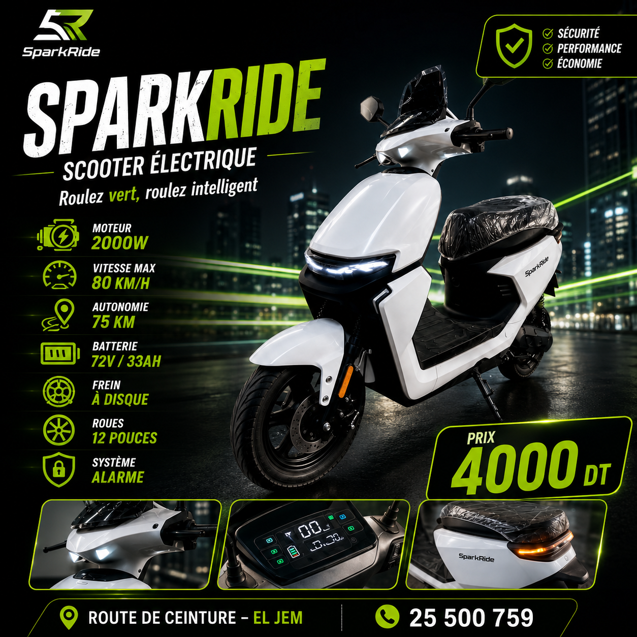 SparkRide — Scooter électrique 2000W