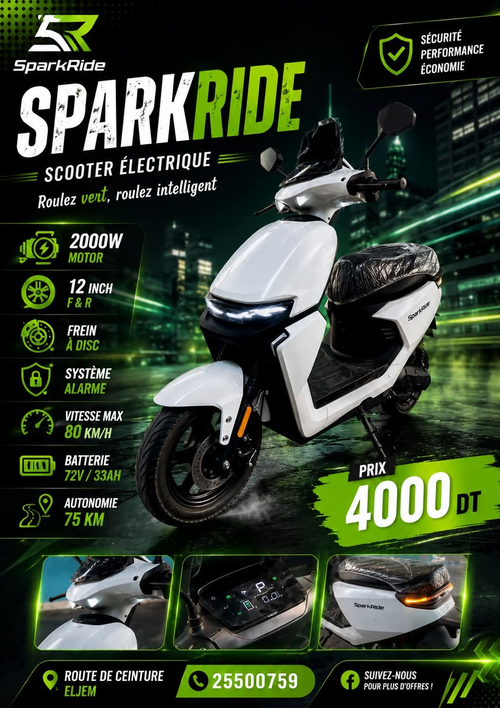 SparkRide scooter électrique 2000W blanc