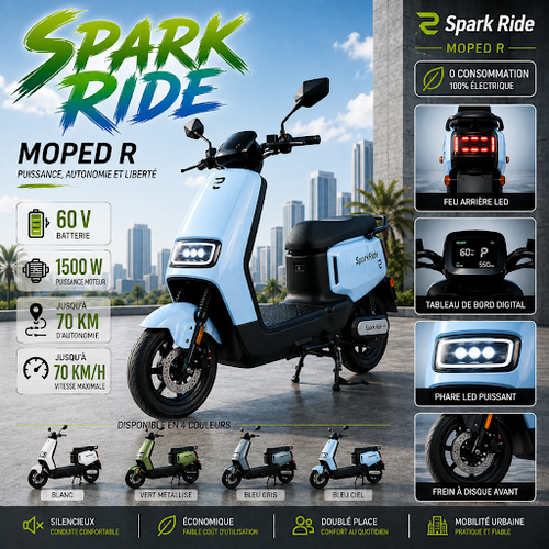 SparkRide Moped R - Blanc